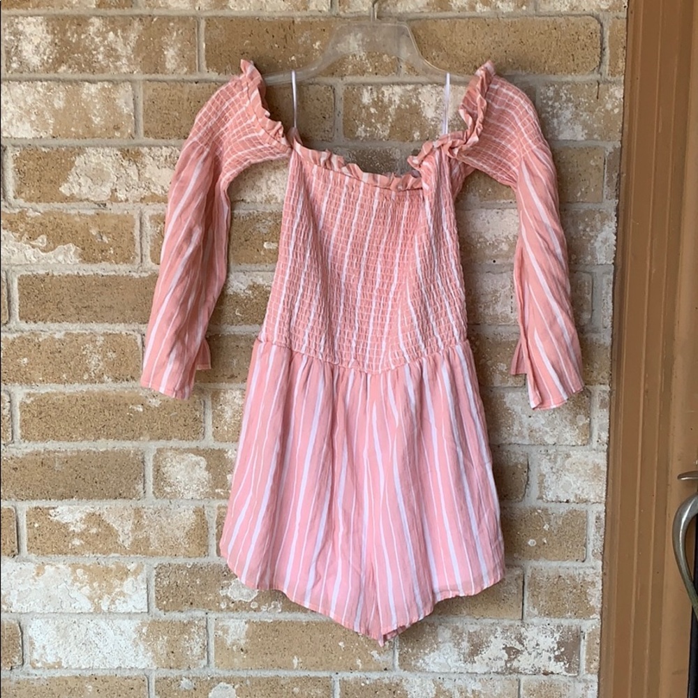 Pink and white romper